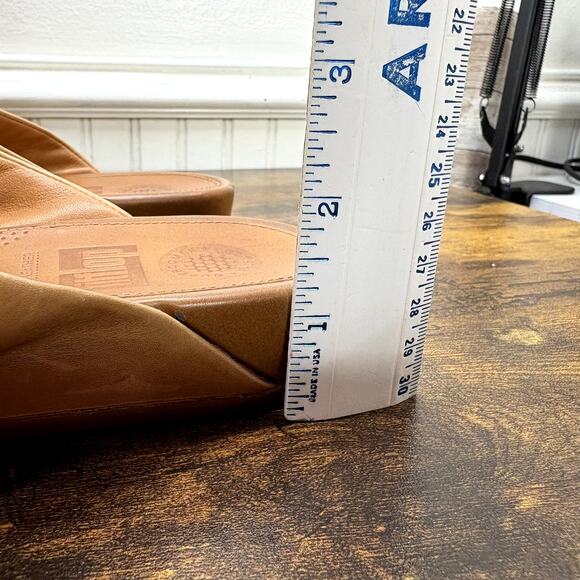 FitFlop Size 9 Flip Flop Sandals Thong Light Tan Leather 371-017 Comfort Summer - Picture 12 of 14